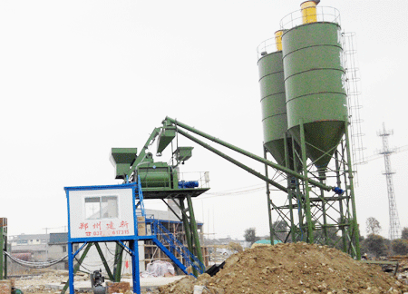  Production site of HZS75 concrete mixing station in Huzhou,