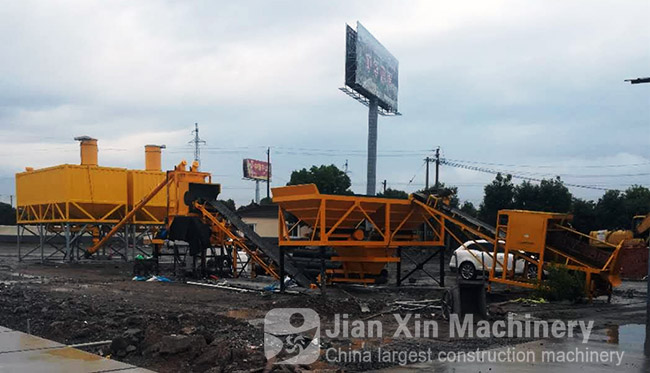 Working in Jiangsu 35 concrete batching plant made by Zhengzhou Jianxin Machinery.