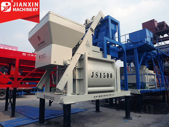 The newly produced JS series concrete mixer is placed in zhengzhou jianxin machinery factory.